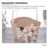DECHOUS 1 Set Burlap Ring Bearer Jute Basket with Pearl Handle Flower Lace Bow Ribbon Rustic Ring Pillow for Vintage Wedding Ceremony Party Supplies view 3