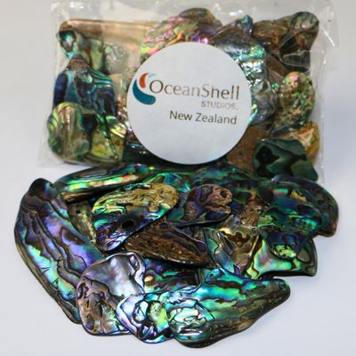 Abalone (Pua) Shell Pieces-2.65oz Pack-for Crafts, Jewelry Making, Resin Art, Inlay, Home Decorations, Fishtank Supplies, DIY Projects - Satin, Small Size .60"- .98" (15-25 mm) 2.65oz (75grams)