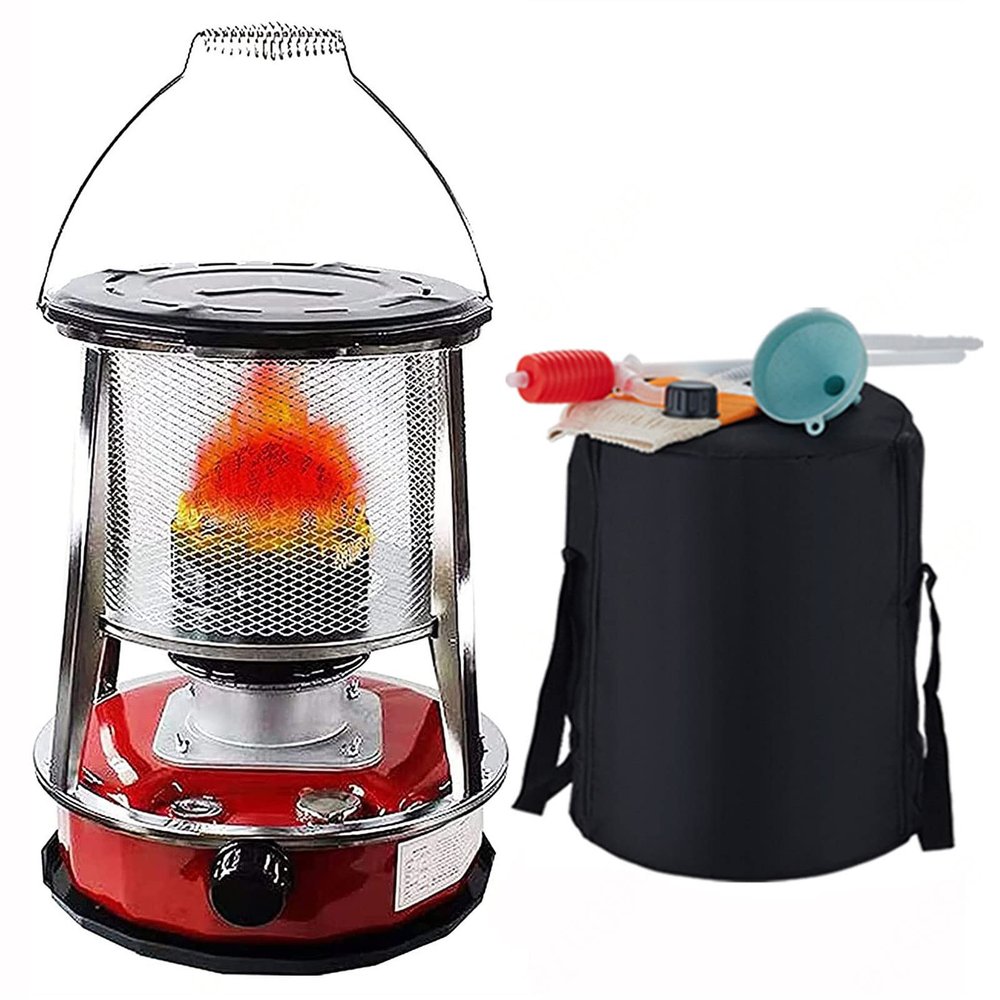 Portable Kerosene Stove Heater for Indoor, Mobile Kerosene Stove Burner, Kerosene Stove Without Electricity, Kerosene Heater With Automatic Fire Extinguisher,4.6Lred