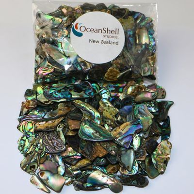 Abalone (Pua) Shell Pieces-2.65oz Pack-for Crafts, Jewelry Making, Resin Art, Inlay, Home Decorations, Fishtank Supplies, DIY Projects - Satin, Fines Size 0.19"-0.59" (5-15 mm) 2.65oz (75grams)