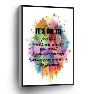 PUCHYUCT Modern Canvas Wall Art Inspiring Positive Wall Decor It'S Ok To Graffiti Posters Stretched And Framed Ready To Hang For Living Room,Bedroom,Classroom Etc (16"X 24")