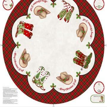 Northcott Howdy Christmas by Deborah Edwards DP24611 11 Tree Skirt 43" Panel