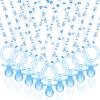 Coume 36 Pcs Shower Party Pacifiers Necklace Acrylic Pacifiers Party Favors Charm Necklace for Shower Decorations Gender Reveal Table Scatter(White, Blue) view 1