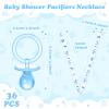 Coume 36 Pcs Shower Party Pacifiers Necklace Acrylic Pacifiers Party Favors Charm Necklace for Shower Decorations Gender Reveal Table Scatter(White, Blue) view 3