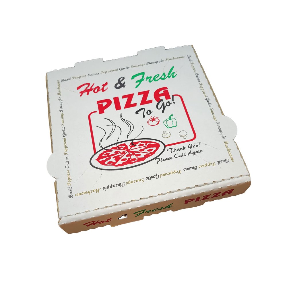 DHG PROFESSIONAL 50 Pack Pizza Box 4 Color Print Hot & Fresh Pizza - Base Color White (7" x 7")