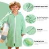 MissShorthair Hooded Towel Robe for Kid, Zipper Beach Cover Up, Swim Changing Robe for Boy, Girls Bath Towelling Poncho Green 8-10 Years view 2