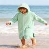 MissShorthair Hooded Towel Robe for Kid, Zipper Beach Cover Up, Swim Changing Robe for Boy, Girls Bath Towelling Poncho Green 8-10 Years view 3