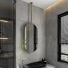 Antourlamm Gold Ceiling Mounted Oval Mirror for Wall, Floating Bathroom Vanity Makeup Mirrors Shaving Mirrors - Customizable Ceiling Hanging Rod Mirror (Size : 40cmx70cm) view 1