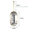 Antourlamm Gold Ceiling Mounted Oval Mirror for Wall, Floating Bathroom Vanity Makeup Mirrors Shaving Mirrors - Customizable Ceiling Hanging Rod Mirror (Size : 40cmx70cm) view 2