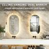 Antourlamm Gold Ceiling Mounted Oval Mirror for Wall, Floating Bathroom Vanity Makeup Mirrors Shaving Mirrors - Customizable Ceiling Hanging Rod Mirror (Size : 40cmx70cm) view 3