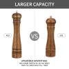 1Pack Wood Pepper Grinder, XWXO 10 Inch Salt Mill Pepper Shaker, Pepper Mill with Adjustable Ceramic Rotor - Oak Wood Pepper Grinder for Your Kitchen view 2