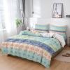 4 Piece Queen Duvet Cover Set Bohemian Striped Breathable Comforter Covers Ultra Soft Bed Sheet with 2 Pillow Shams Bedding Collection Sets Colorful Ethnic Flower Boho Texture view 1