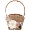 DECHOUS Wedding Flower Girl Basket Rose Flower Decorated Wedding Flower Girl Basket Burlap Jute Petals Basket Lace Bowknot Bride Basket view 1