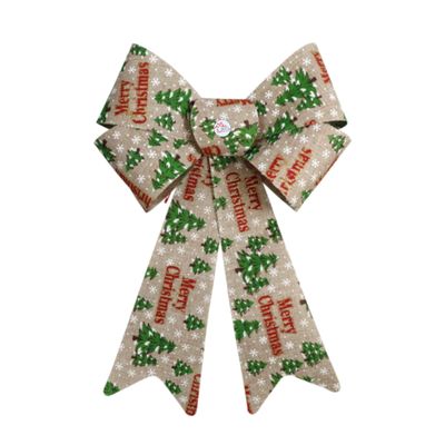 Ja'Cor Merry Christmas Trees Rustic Bows, Decorative Large Christmas Bows for Xmas Tree Gift Wrapping Wreaths Gifts Crafts Huge Presents Door Plastic Bow Decorations, 9x15-in. (1 Pack)