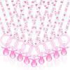 Coume 36 Pcs Shower Party Pacifiers Necklace Acrylic Pacifiers Party Favors Charm Necklace for Shower Decorations Gender Reveal Table Scatter(White, Pink) view 1