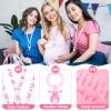 Coume 36 Pcs Shower Party Pacifiers Necklace Acrylic Pacifiers Party Favors Charm Necklace for Shower Decorations Gender Reveal Table Scatter(White, Pink) view 2