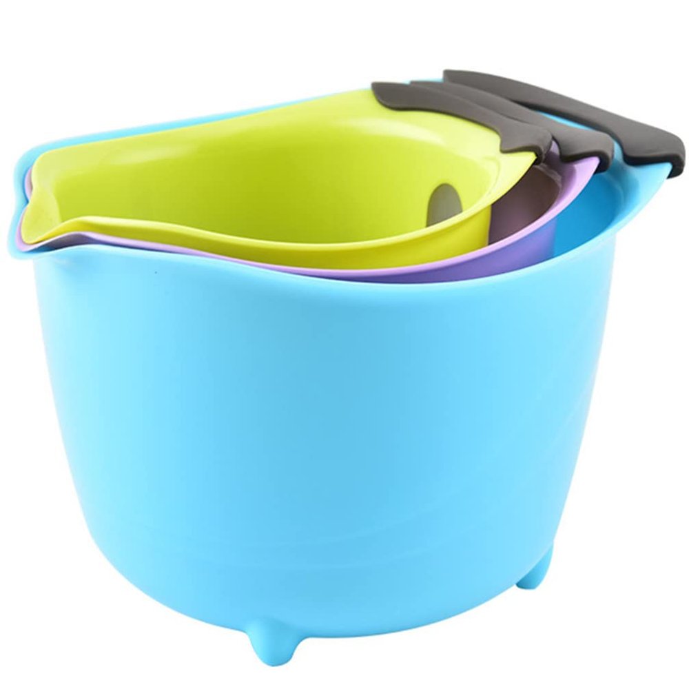 BESTonZON 3pcs Mixing Bowl Measurement Markings Versatile Fruit and Salad Holder for Kitchen Use for Family Gatherings and Parties