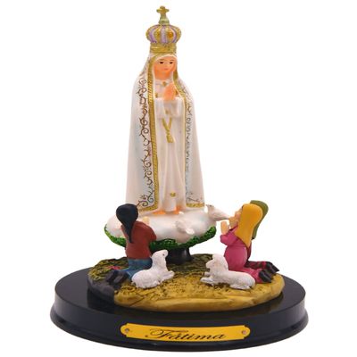 6.5 Inch Our Lady of Fatima Statue with Children Apparition Made in Portugal, White