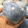 Natural Crystal Handmade Heart Polished Healing Blue Celestite Stone Hearts carvings 1PC (420g-470g) view 2