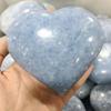 Natural Crystal Handmade Heart Polished Healing Blue Celestite Stone Hearts carvings 1PC (420g-470g) view 3