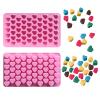 2 Pcs Mini Heart Silicone Molds - 55-cavity Chocolate Candy Cake Ice Cube Trays - Food-grade Silicone Molds - Mini Heart Shape for Party Wedding Jelly Baking (pink) view 1