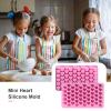 2 Pcs Mini Heart Silicone Molds - 55-cavity Chocolate Candy Cake Ice Cube Trays - Food-grade Silicone Molds - Mini Heart Shape for Party Wedding Jelly Baking (pink) view 4