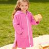 MissShorthair Hooded Towel Robe for Kid, Zipper Beach Cover Up, Swim Changing Robe for Boy, Girls Bath Towelling Poncho Rose Red 11-13 Years view 3