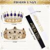 Juexica 4 Pieces Prom King and Queen Crowns Set with Sashes Valentine's Day Carnival Birthday Wedding Costume Accessories Gold King Crown for Men Women Prom(M,Royalblue and White Diamond) view 2