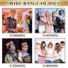 Juexica 4 Pieces Prom King and Queen Crowns Set with Sashes Valentine's Day Carnival Birthday Wedding Costume Accessories Gold King Crown for Men Women Prom(M,Royalblue and White Diamond) view 4