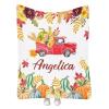 Personalized Thanksgiving Fall Throw Blanket with Name, Custom Autumn Pumpkin Blankets for Couch Bed Sofa Home Decor, Soft Fleece Baby Blanket for Girls, Customized Thanksgiving Gifts 60"x80" view 1