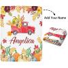 Personalized Thanksgiving Fall Throw Blanket with Name, Custom Autumn Pumpkin Blankets for Couch Bed Sofa Home Decor, Soft Fleece Baby Blanket for Girls, Customized Thanksgiving Gifts 60"x80" view 2