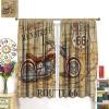 Retro Motorcycle Curtain,Retro Map Road Pattern Curtain Youth Bedroom Living Room Kitchen 42x45 Inch view 3