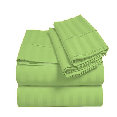 4PC Sheets for Campers 1000 Thread Count 4-Piece Rv Sheet Set, RV Full Size - 53"X75"- 100% Egyptian Cotton 18" Inches Deep Pocket Stripe Sage
