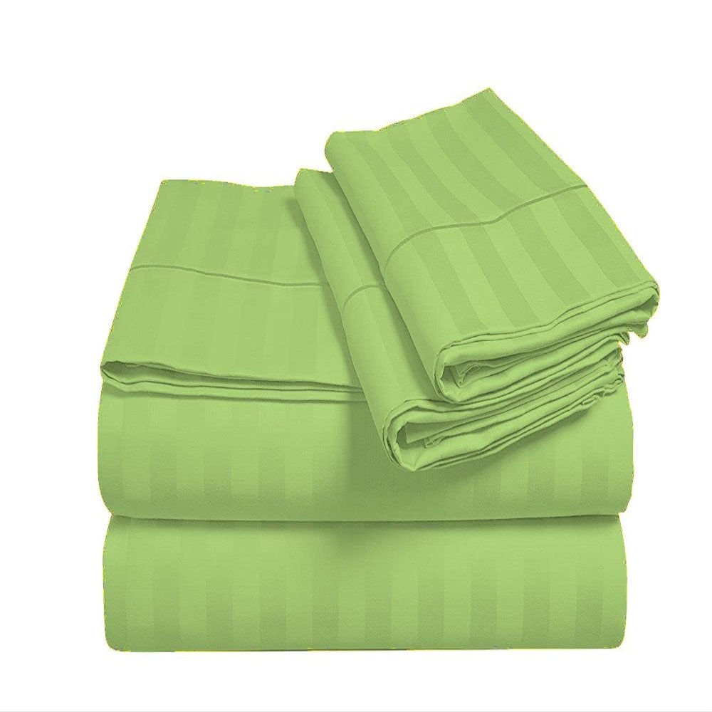 4PC Sheets for Campers 1000 Thread Count 4-Piece Rv Sheet Set, RV Full Size - 53"X75"- 100% Egyptian Cotton 18" Inches Deep Pocket Stripe Sage