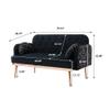 55" Accent Loveseat Sofa Couch, Mid Century Modern Velvet Fabric Couch with 2 Pillows and Metal Legs, 2-Seater Upholstered Mini Sofa Couches for Small Space, Living Room Apartments (Black) view 2