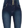 Women High Rise Button Front Skinny Jeans Stretch Classic Casual Slim Fit Denim Pants Butt Lift Tapered Jean Trouser (Dark Blue 2,Large) view 2