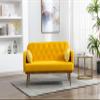 55" Accent Loveseat Sofa Couch, Mid Century Modern Velvet Fabric Couch with 2 Pillows and Metal Legs, 2-Seater Upholstered Mini Sofa Couches for Small Space, Living Room Apartments (Yellow) view 1