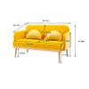 55" Accent Loveseat Sofa Couch, Mid Century Modern Velvet Fabric Couch with 2 Pillows and Metal Legs, 2-Seater Upholstered Mini Sofa Couches for Small Space, Living Room Apartments (Yellow) view 2