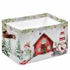 Large Storage Baskets Bins Christmas Collapsible Storage Box Laundry Organizer for Closet Shelf Nursery Kids Bedroom Merry Christmas Gnomes Snowman Barn in The Snow Scene view 1