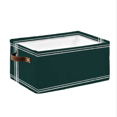 Large Storage Baskets Bins Solid Dark Green Collapsible Storage Box Laundry Organizer for Closet Shelf Nursery Kids Bedroom Pure Color