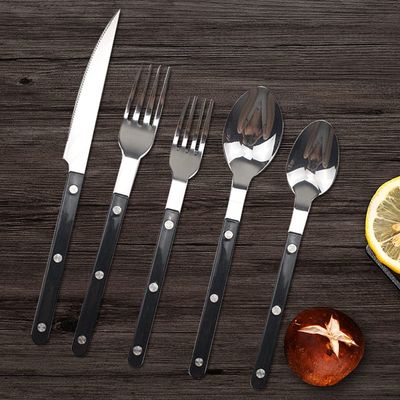 Black Silverware Set 80 Piece Cutlery Flatware Sets for 16 Premium Stainless Steel Include Knifes Forks and Spoons Rivet Fixed Handle Home Kitchen Restaurant Hotel Tableware Utensils Sets