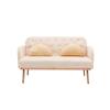 55" Accent Loveseat Sofa Couch, Mid Century Modern Velvet Fabric Couch with 2 Pillows and Metal Legs, 2-Seater Upholstered Mini Sofa Couches for Small Space, Living Room Apartments (Beige) view 4