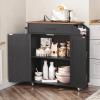 HOOBRO Kitchen Island with Power Outlet, Storage Island with Spice Rack and Drawer, Rolling Kitchen Cart on Wheels, for Home, Dining Room, Rustic Brown and Black view 3