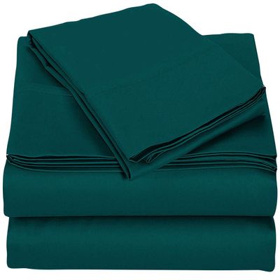 Tony's Textiles 4 Piece Sheet Set 1000 Thread Count 100% Egyptian Cotton 21 Inches Deep Pocket Sheet Set, Teal Solid, California King