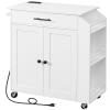 HOOBRO Kitchen Island with Power Outlet, Kitchen Storage Island with Spice Rack and Drawer, Rolling Kitchen Cart on Wheels, for Home, Kitchen and Dining Room, White WT82UZD01G1 view 1