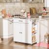 HOOBRO Kitchen Island with Power Outlet, Kitchen Storage Island with Spice Rack and Drawer, Rolling Kitchen Cart on Wheels, for Home, Kitchen and Dining Room, White WT82UZD01G1 view 2