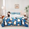 Cartoon Penguins Kids Duvet Cover Set Queen Size,Cute Arctic Pole Animals Bedding Set,Girls Boys Adults Bedroom Decor,Starry Sky Dots Glitter Comforter Cover,Blue Romantic Quilt Cover,2 Pillowcases view 2