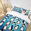 Cartoon Penguins Kids Duvet Cover Set Queen Size,Cute Arctic Pole Animals Bedding Set,Girls Boys Adults Bedroom Decor,Starry Sky Dots Glitter Comforter Cover,Blue Romantic Quilt Cover,2 Pillowcases view 3