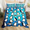 Cartoon Penguins Kids Duvet Cover Set Queen Size,Cute Arctic Pole Animals Bedding Set,Girls Boys Adults Bedroom Decor,Starry Sky Dots Glitter Comforter Cover,Blue Romantic Quilt Cover,2 Pillowcases view 4