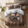 TocaHome 3pcs Soft Duvet Covers Queen Size,Western Texas Star on Rustic Brown Wooden Grain Washed Microfiber Comforter Cover Set with Corner Ties(1 Duvet Cover+2 Pillowcases) view 3